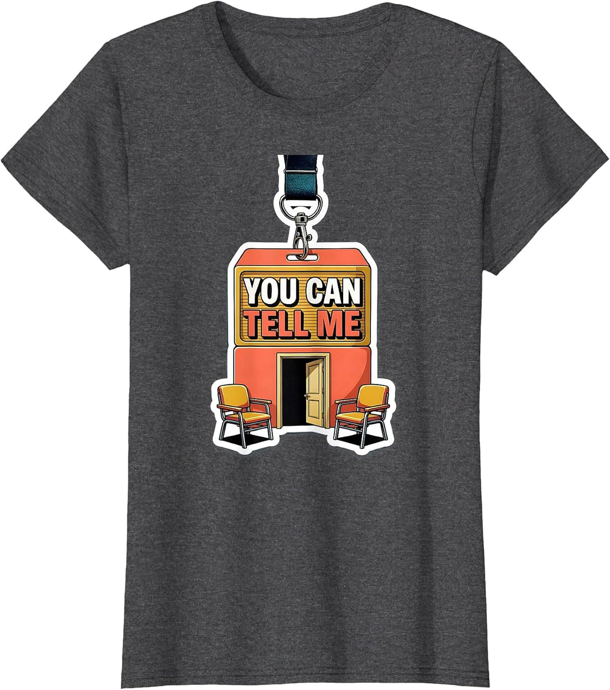 Women's You Can Tell Me Groovy Retro School Counselor Appreciation T-Shirt - Dark Heather Grey