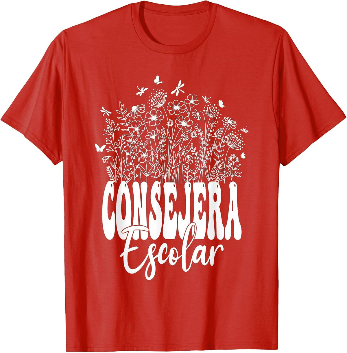 Consejera Escolar Tea Spanish School Counselor Wildflower T-Shirt - Red