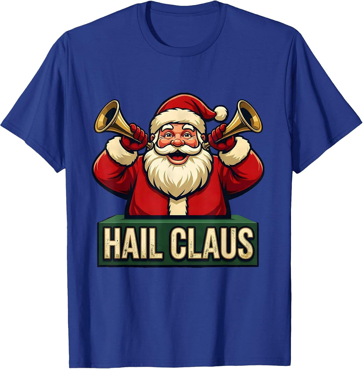 Hail Claus Heavy Metal Santa Rocker Christmas Novelty T-Shirt - Royal Blue