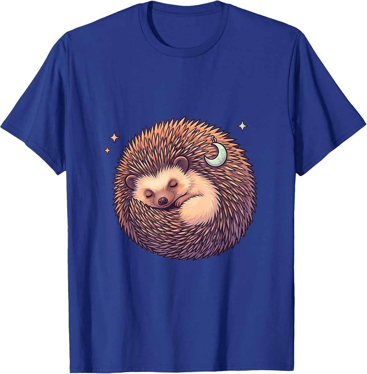 Sleeping Hedgehog Cute Kawaii Whimsical Retro Gift T-Shirt - Royal Blue