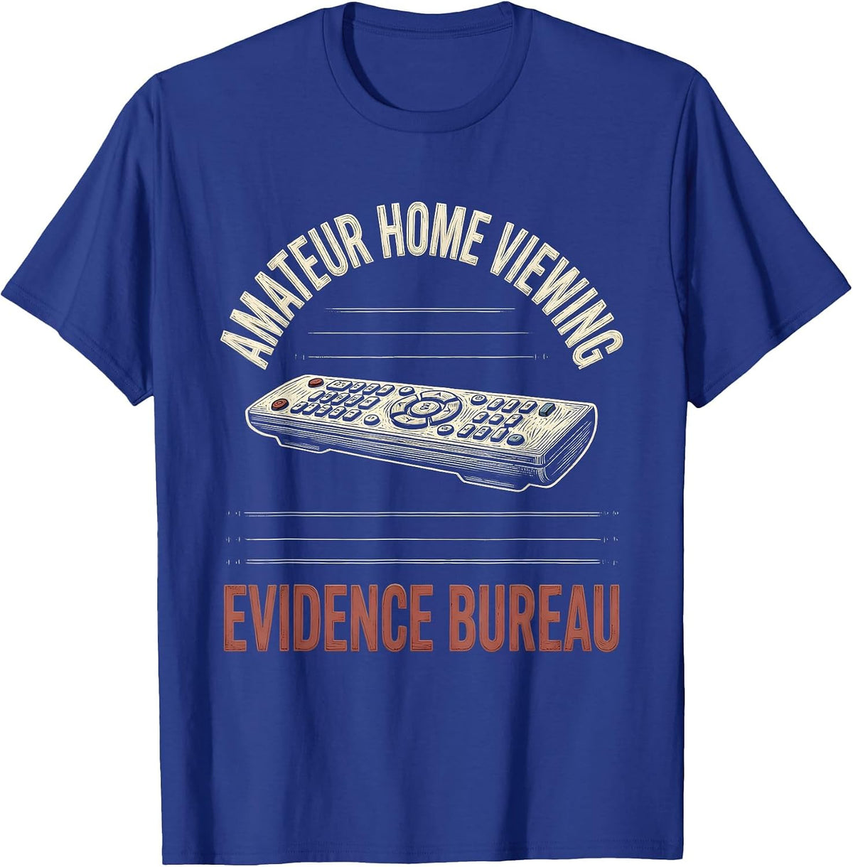 Amateur Home Viewing Evidence Bureau Funny True Crime Couch T-Shirt - Royal Blue