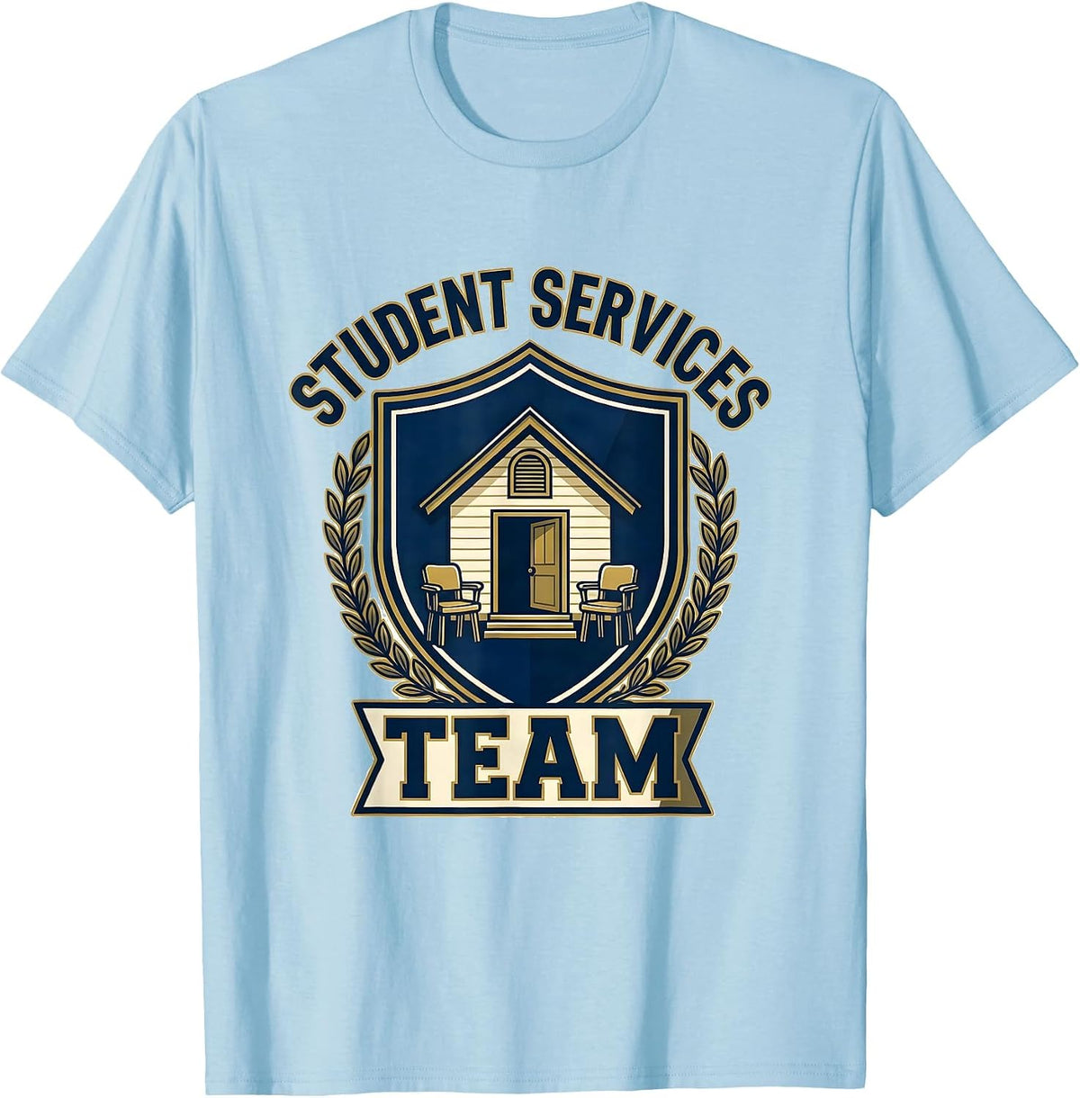 Men's Student Services Team Retro Emblem School Counselor T-Shirt - Baby Blue