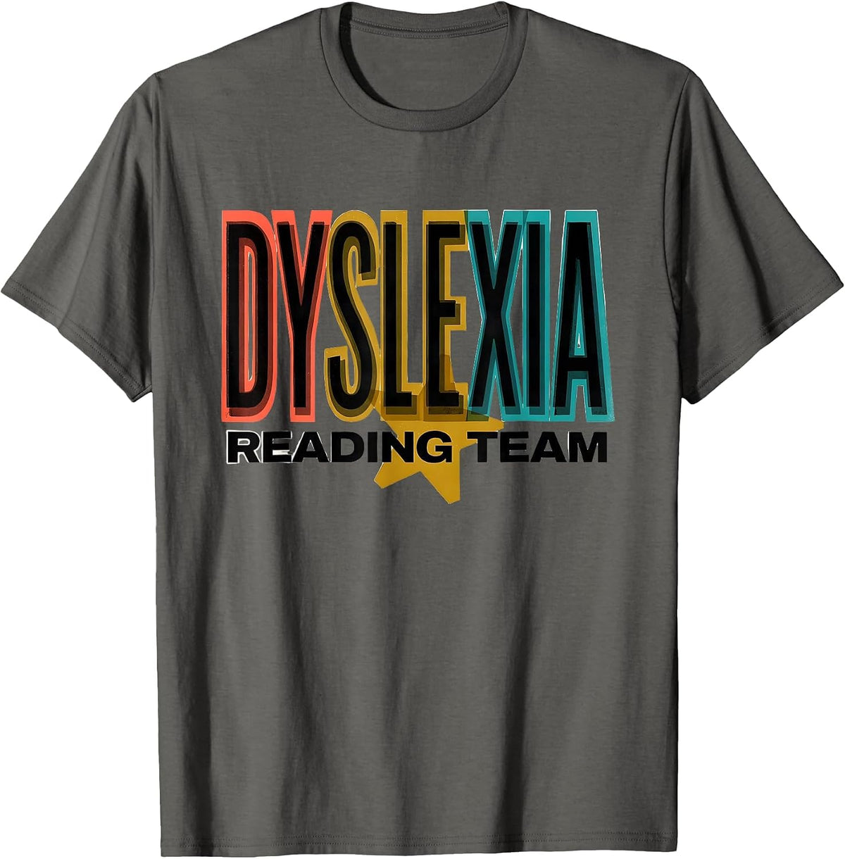 Men's Dyslexia Reading Team Awareness Teacher Squad October T-Shirt - Asphalt Grey