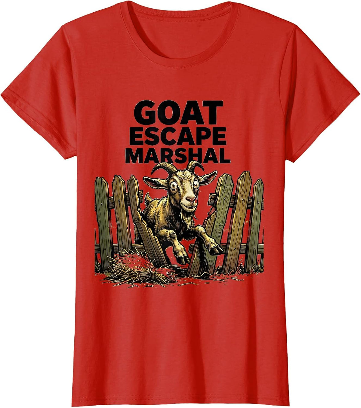 Goat Escape Marshal Funny Goat Farmer Owner Gift T-Shirt - Red