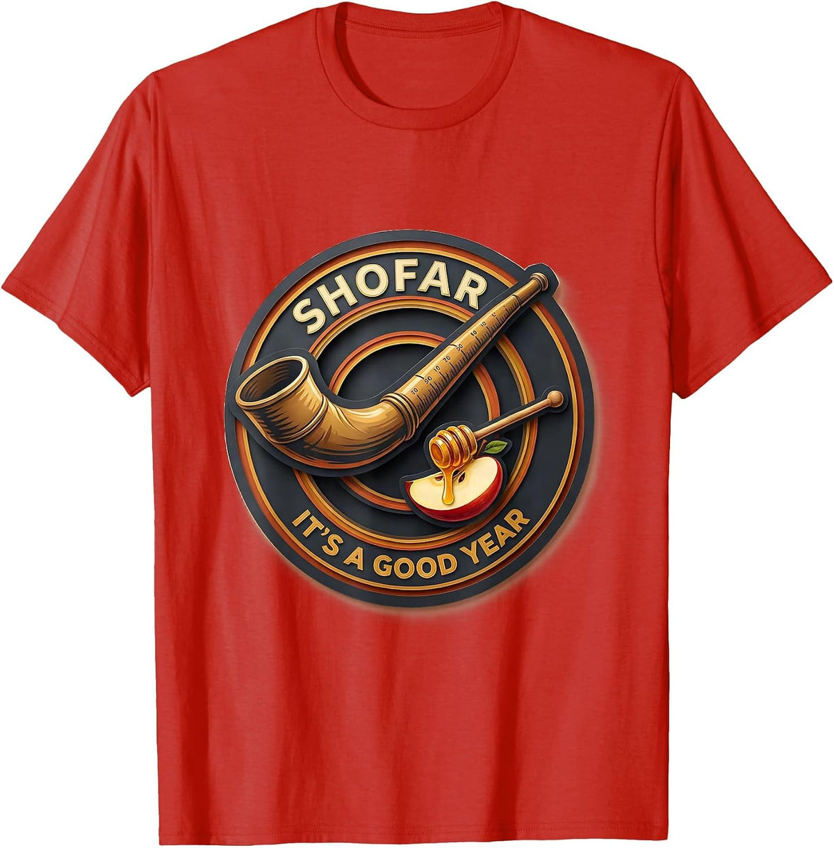 Men's Shofar It's A Good Year Paper Cutout Funny Rosh Hashanah T-Shirt - Red