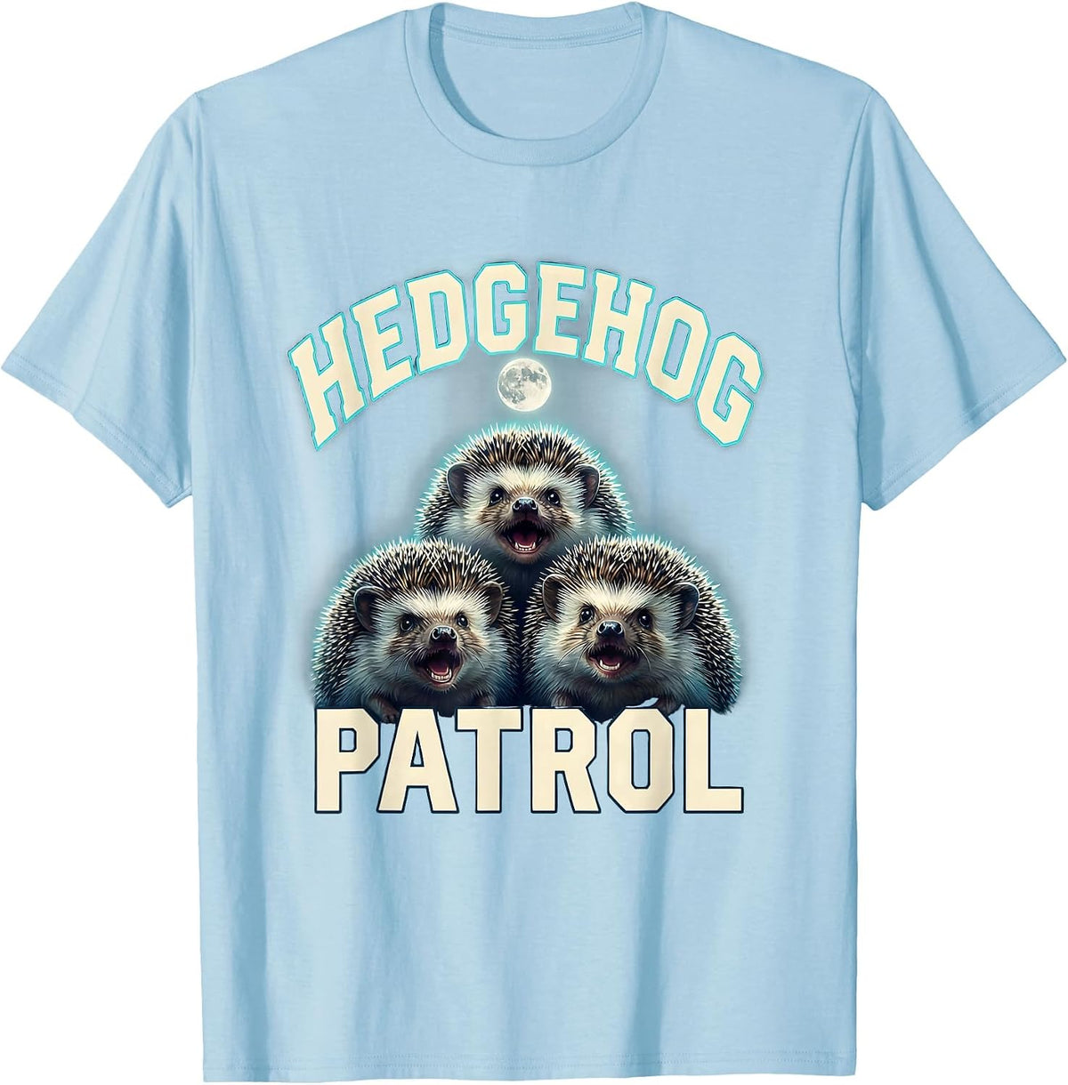 Men's Hedgehog Patrol Sports Funny Absurd Meme Humor T-Shirt - Baby Blue