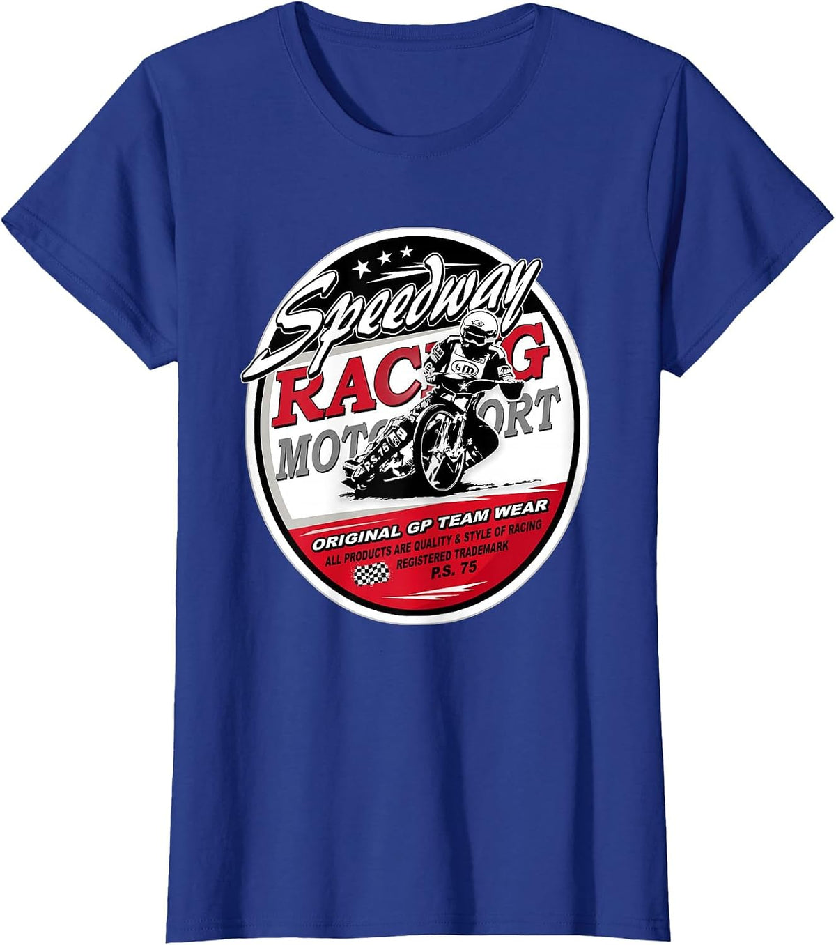 Motorcycle Speedway T-Shirt Flat Track Race T-Shirt - Royal Blue