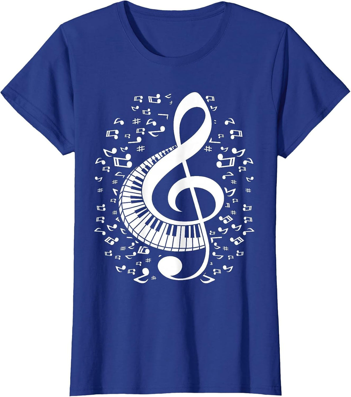 Treble Clef Keyboard Classical Music Notes Pianist Piano T-Shirt - Royal Blue