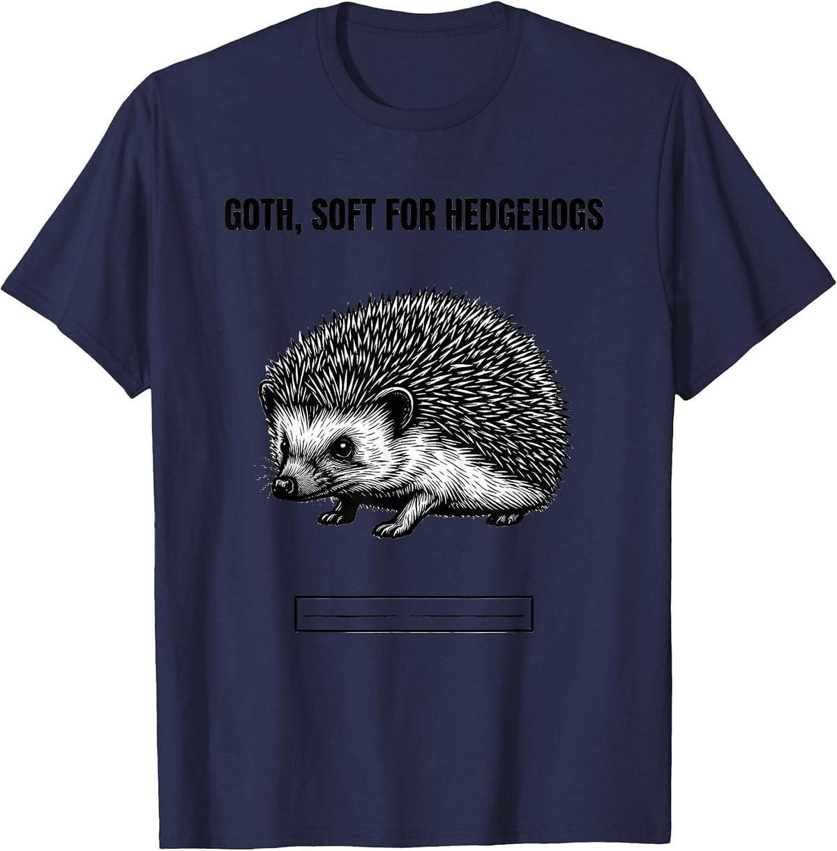 Goth Soft For Hedgehogs Line Art Y2K Alt Grunge T-Shirt - Navy Blue