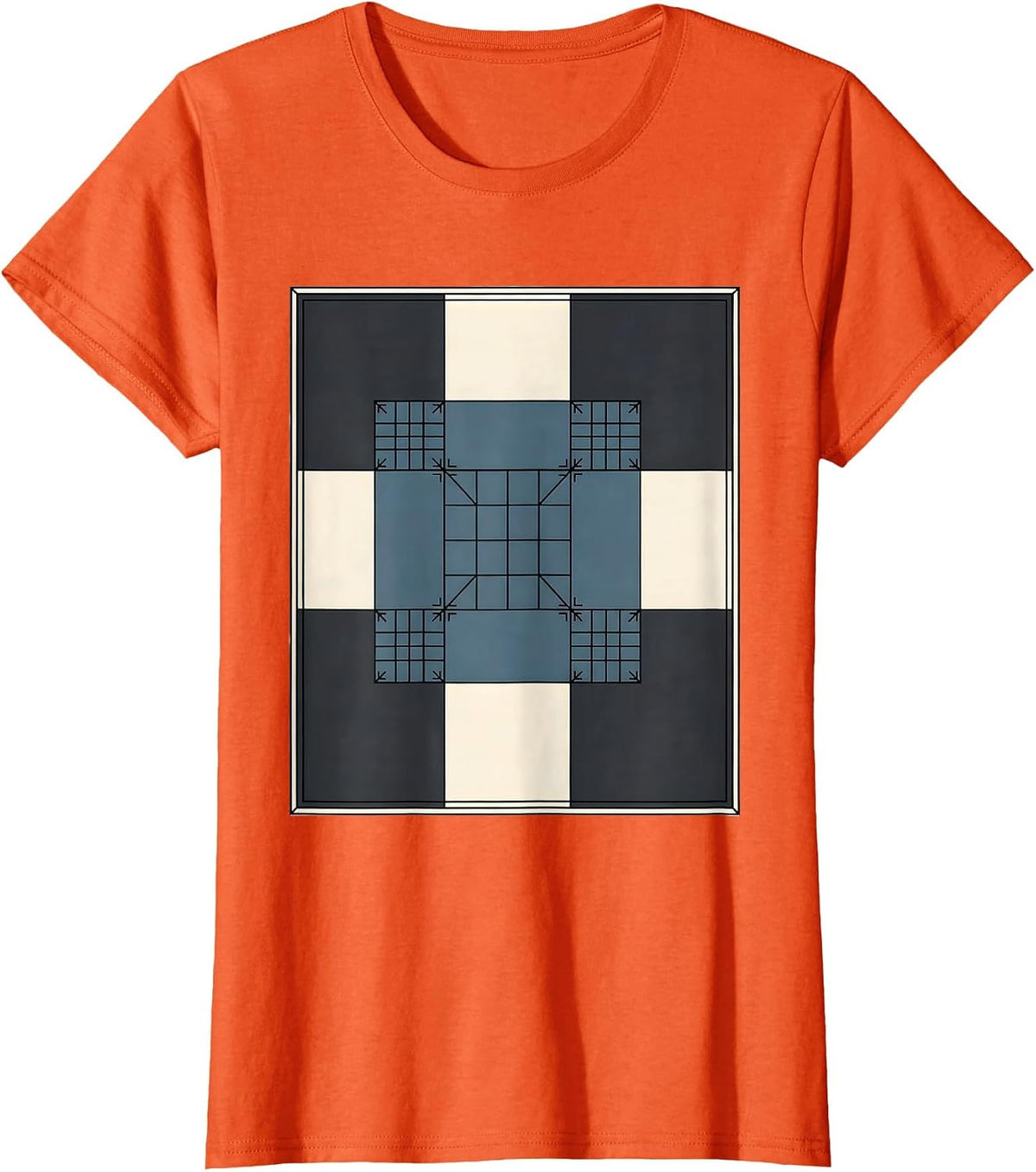 Quilt Block Patchwork Science Humor Chemistry Lover T-Shirt - Orange
