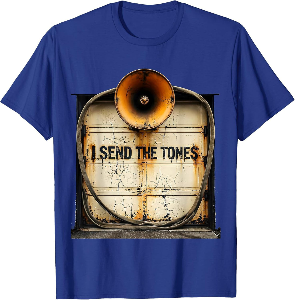 I Send The Tones Distressed 911 Dispatcher Thin Yellow Line T-Shirt - Royal Blue