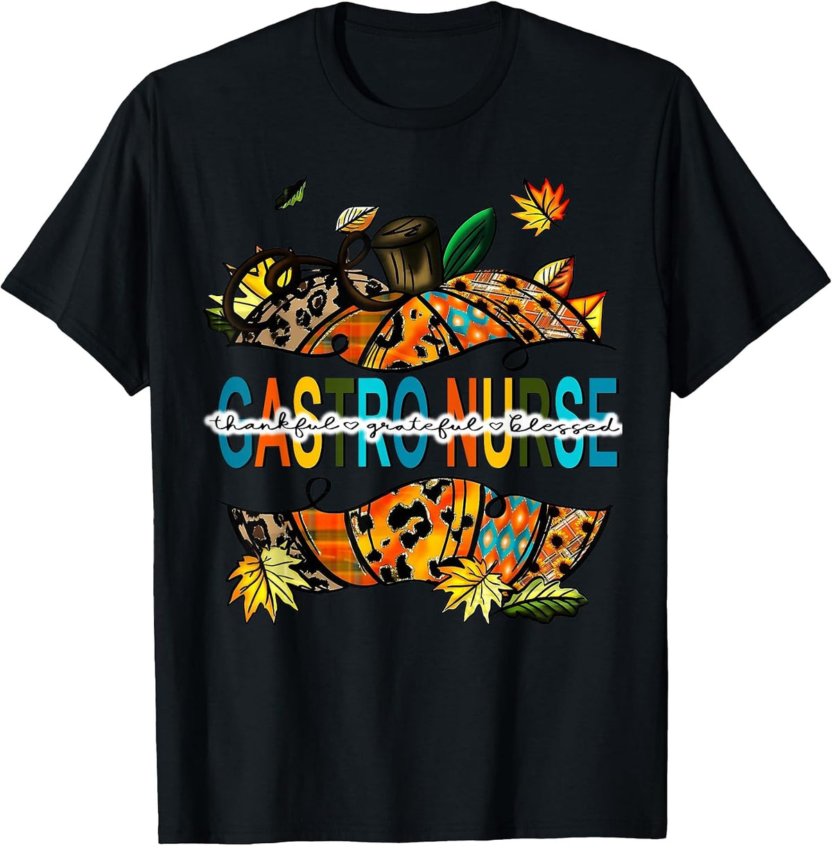 Fall Gastro Nurse Pumpkin Gastro Crew Endoscopy Thanksgiving T-Shirt - Black