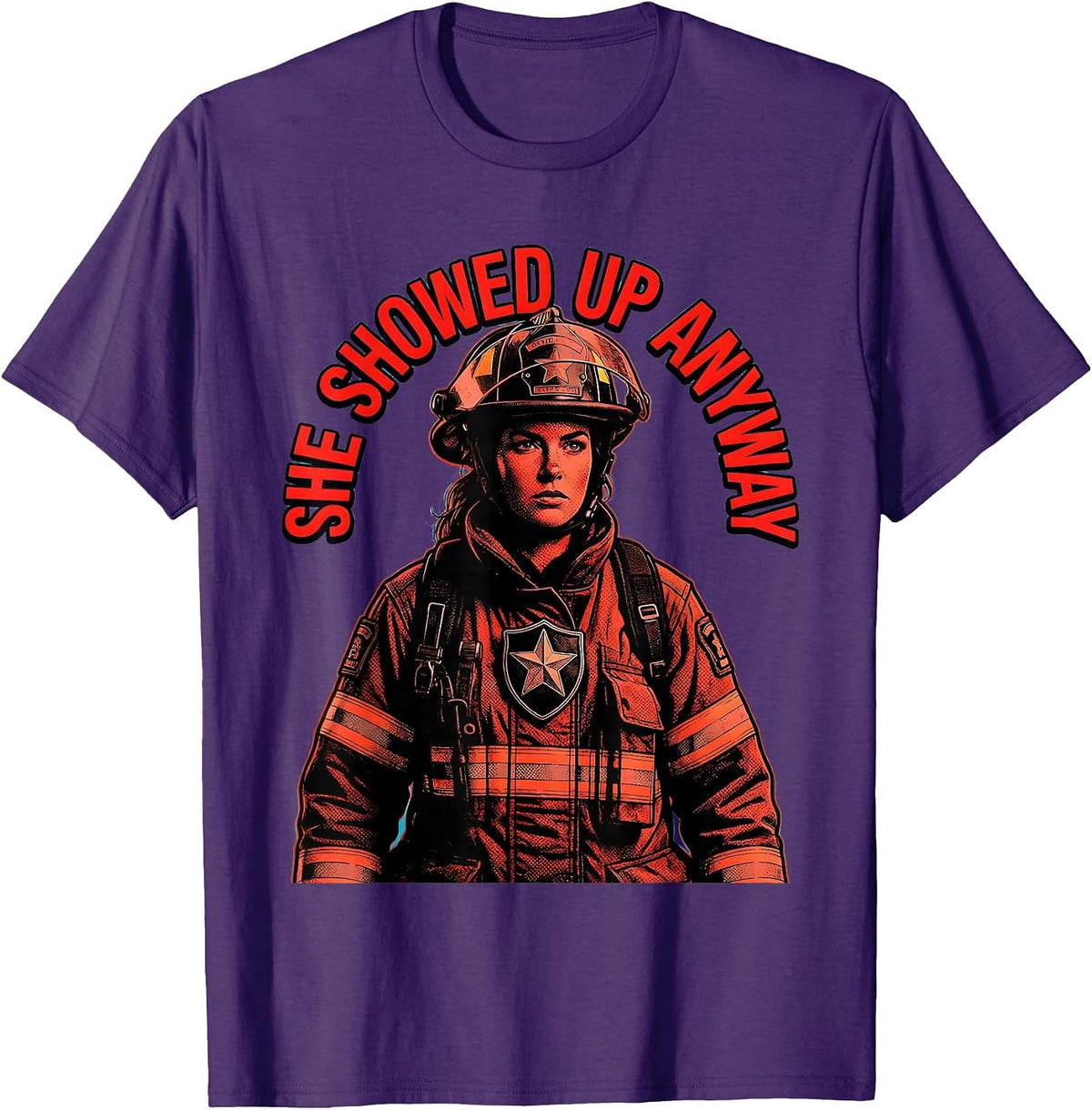 Men's 911 She Showed Up Anyway Dispatcher Design T-Shirt - Purple