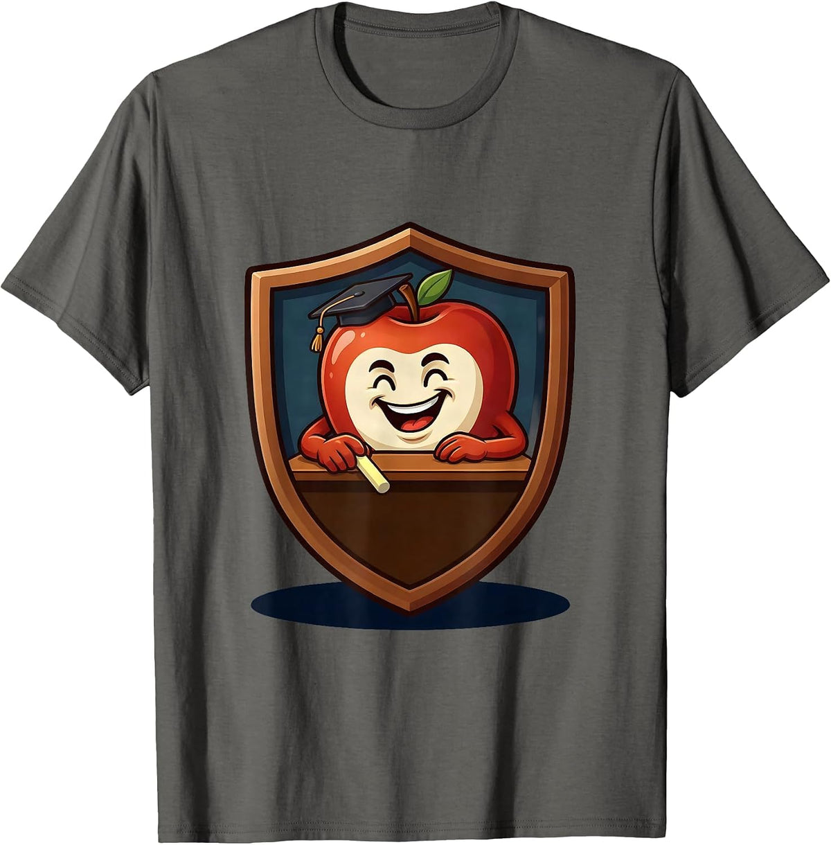 Professor's Desk Apple and Chalk College Graphic T-Shirt - Asphalt Grey