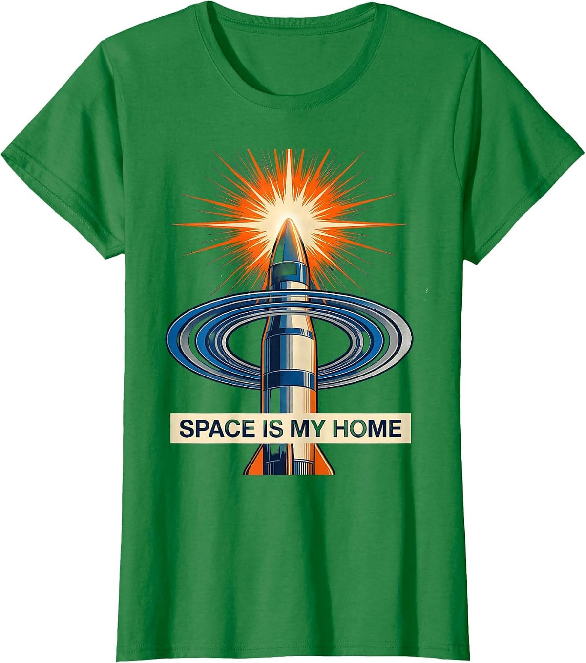Women's Space Is My Home Galaxy Universe Design T-Shirt - Kelly Green