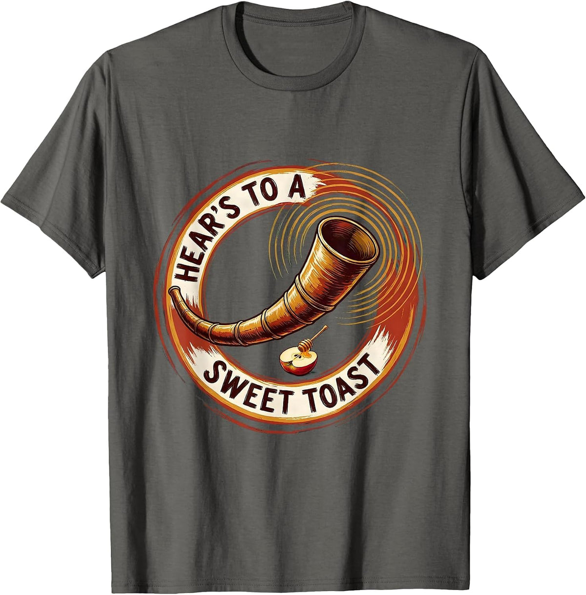 Hear's To A Sweet Toast Funny Rosh Hashanah Jewish New Year T-Shirt - Asphalt Grey