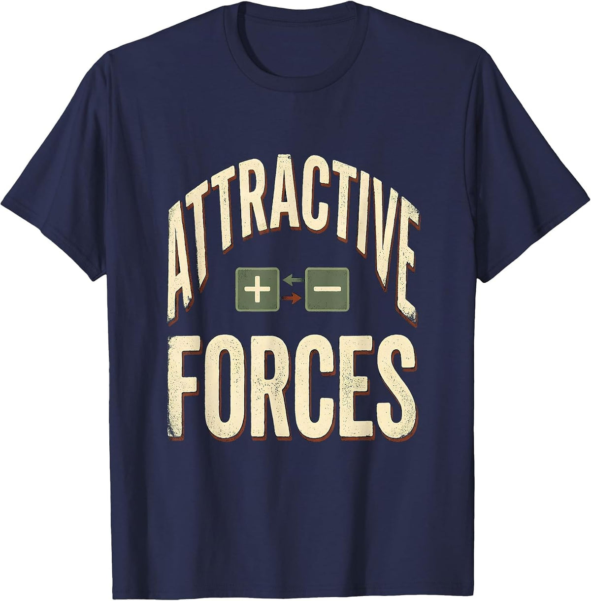 Men's Attractive Forces Vintage Science Chemistry Pun Humor T-Shirt - Navy Blue