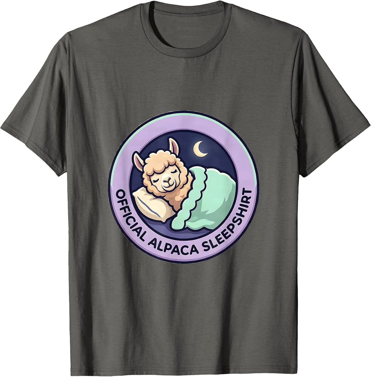 Official Alpaca Sleepshirt Cute Kawaii Animal Lover Pajama T-Shirt - Asphalt Grey