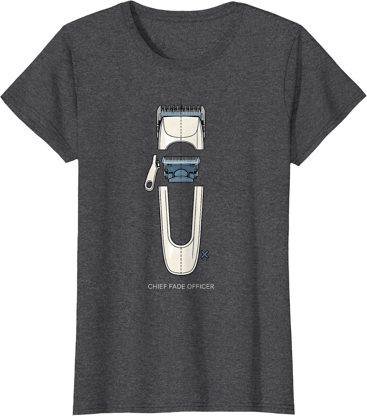 Women's Chief Fade Officer Funny Hairdresser Barber Gift T-Shirt - Dark Heather Grey
