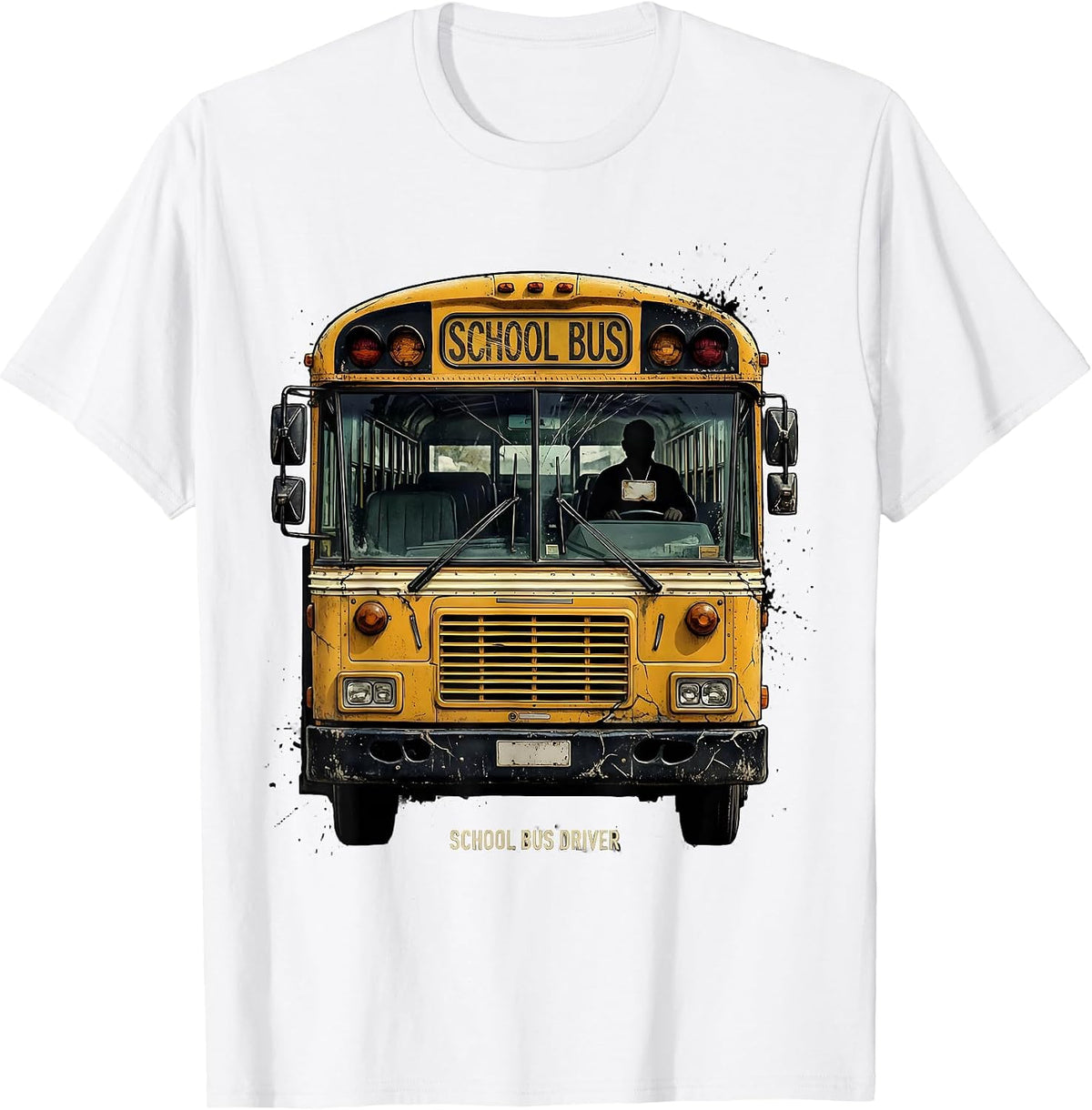 Men's Distressed School Bus Driver Humor Appreciation Gift T-Shirt - White