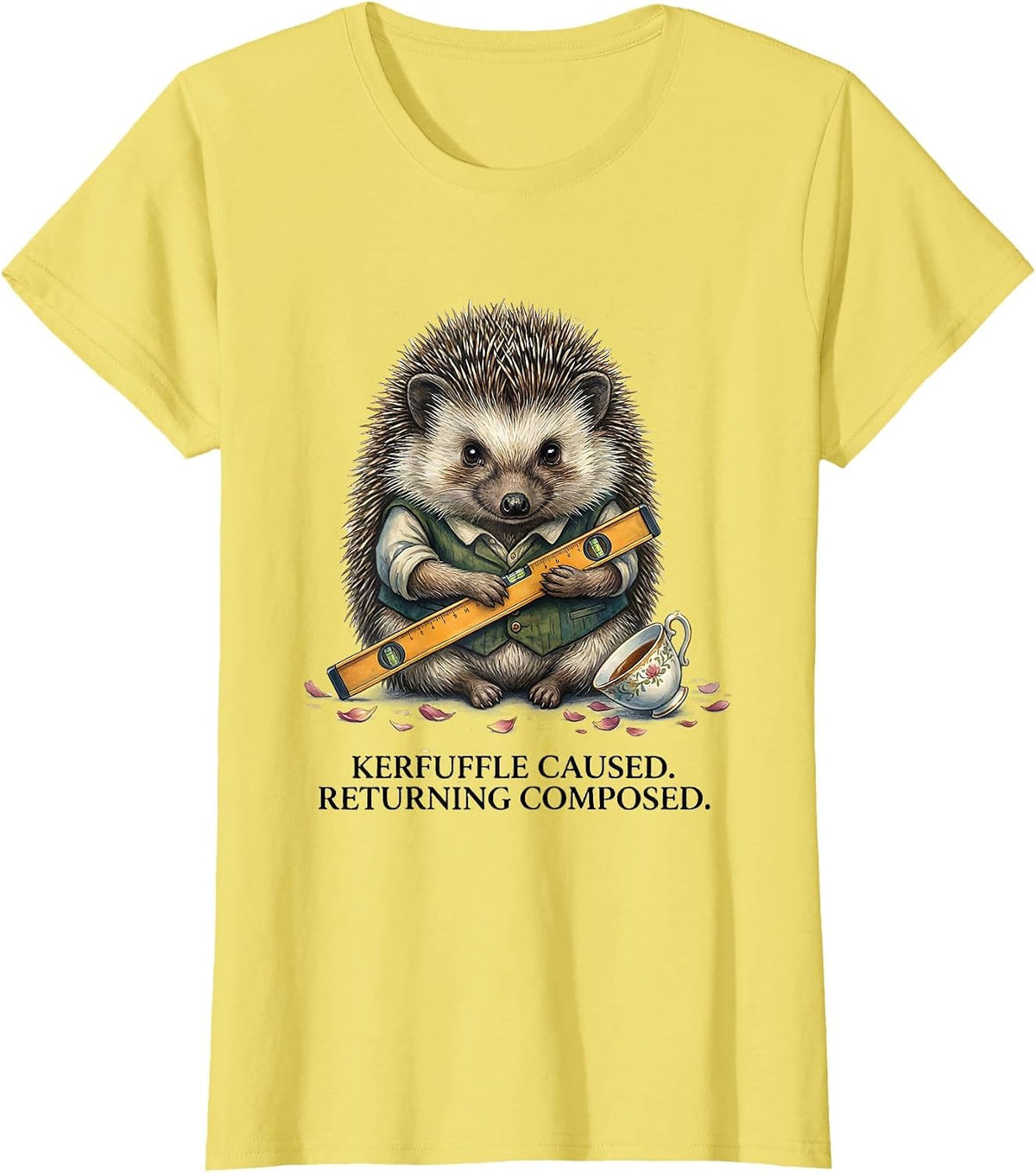 Kerfuffle Caused Returning Composed Whimsical Animal Meme T-Shirt - Lemon Yellow