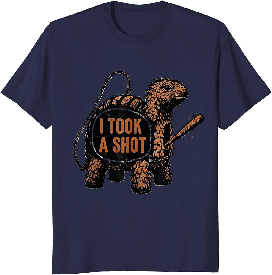 I Took A Shot Funny Cinco De Mayo Piñata Party Costume T-Shirt - Navy Blue