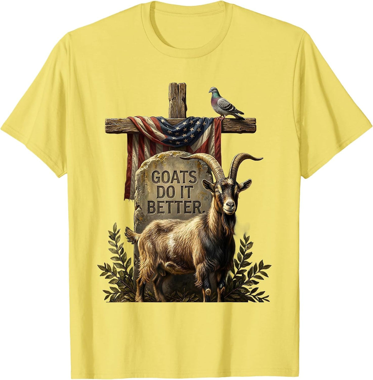 Men's Goats Do It Better Funny Goat Design T-Shirt - Lemon Yellow