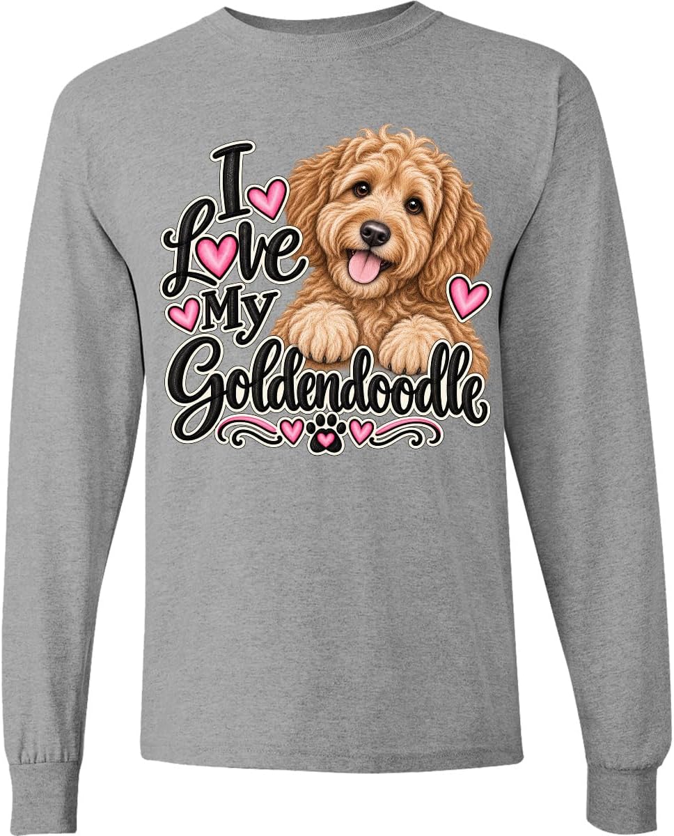 inktastic I Love My Goldendoodle Dog Adult Long Sleeve T-Shirt - 0060 Heather Grey