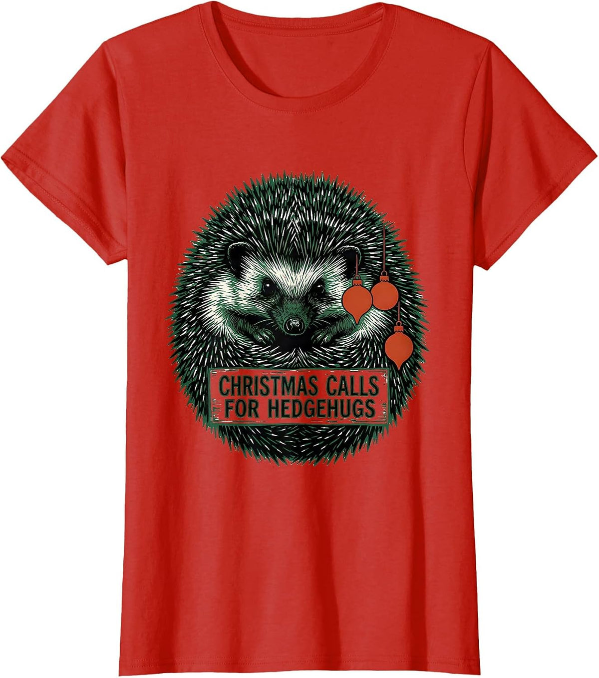 Christmas Calls For Hedgehugs Cute Hedgehog Animal Lover T-Shirt - Red