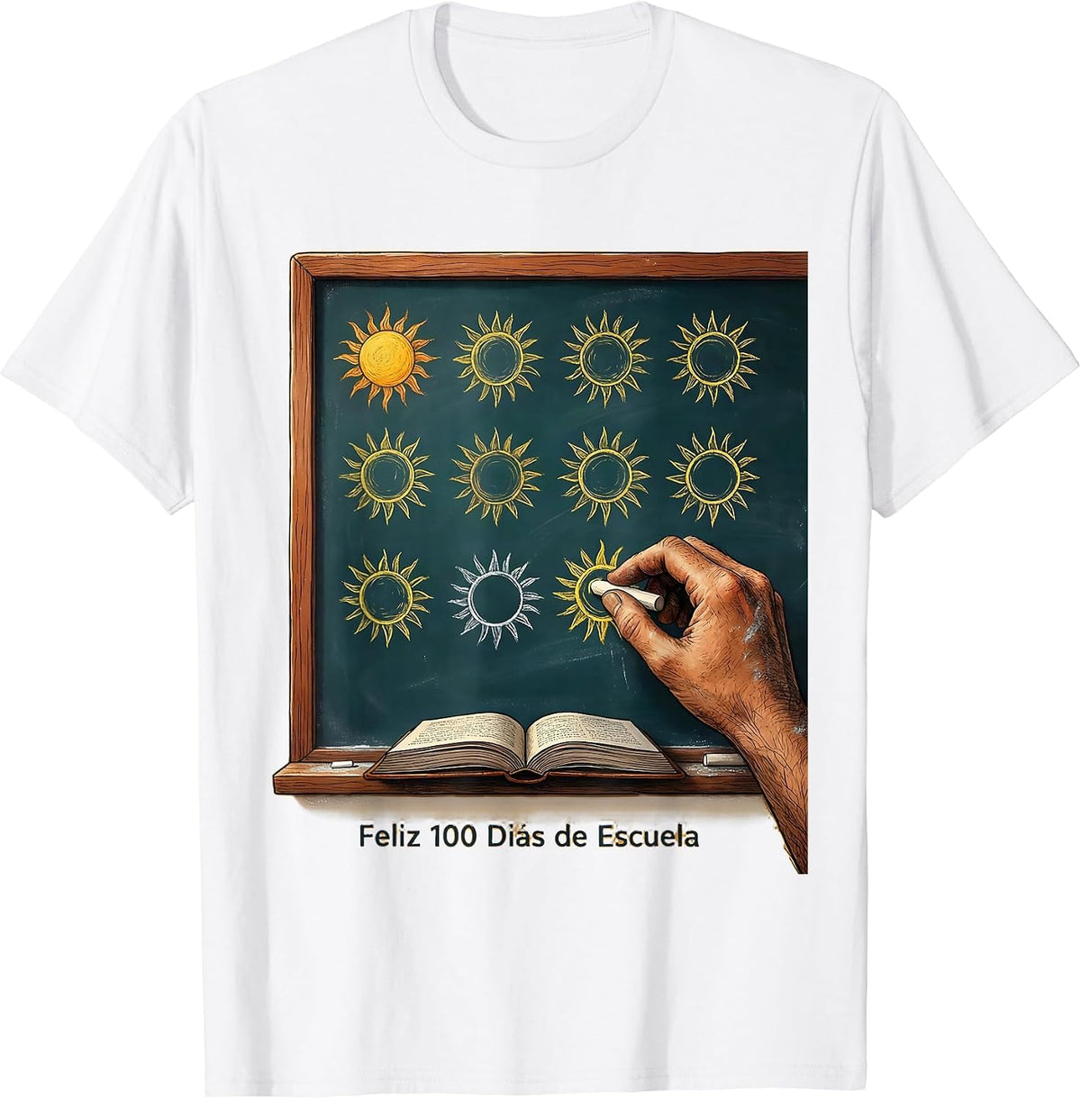 Men's Feliz 100 Días de Escuela Cheerful Spanish Teacher 100th Day T-Shirt - White