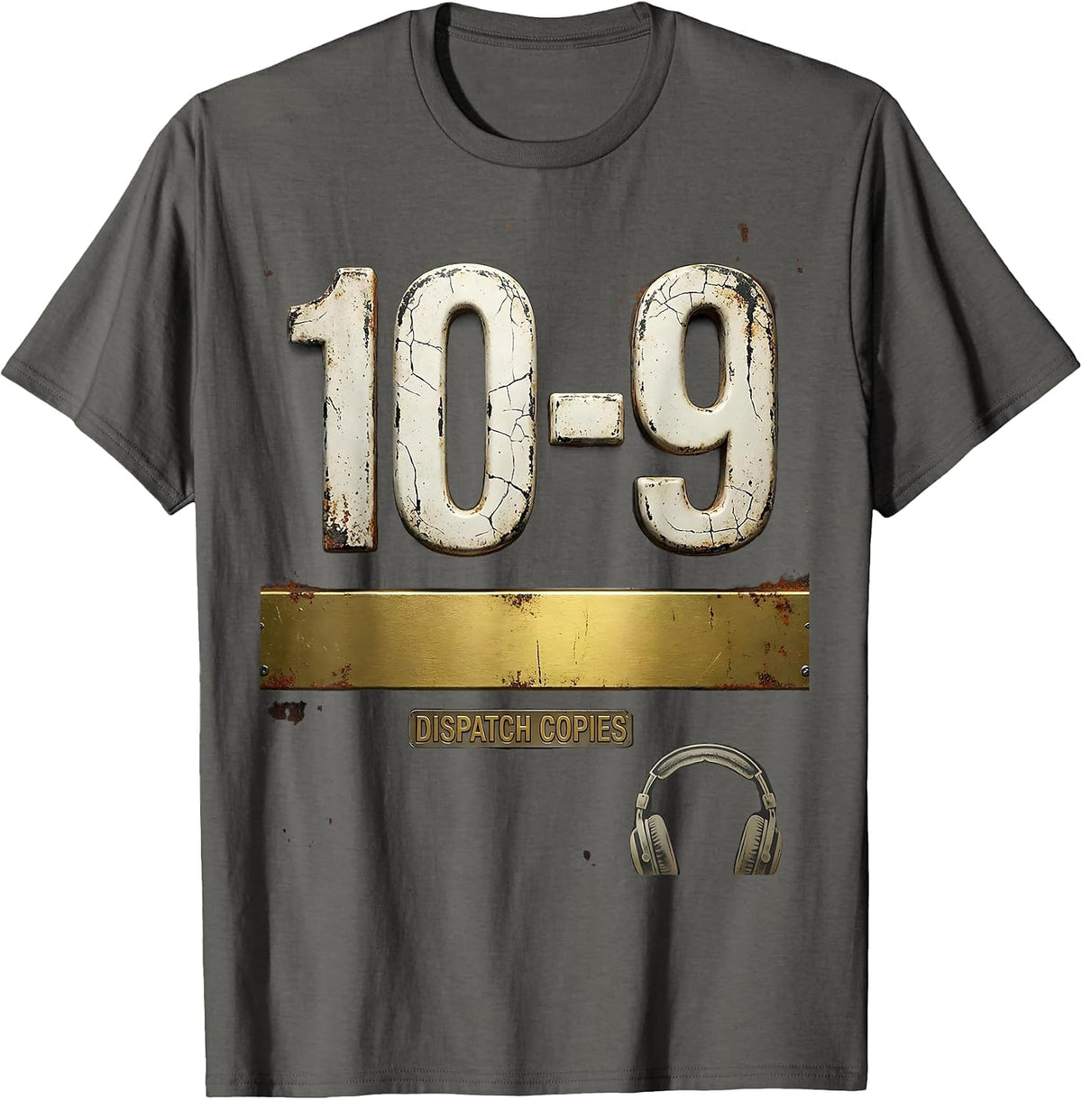 10-9 Dispatch Copies Distressed 911 Dispatcher Tribute T-Shirt - Asphalt Grey