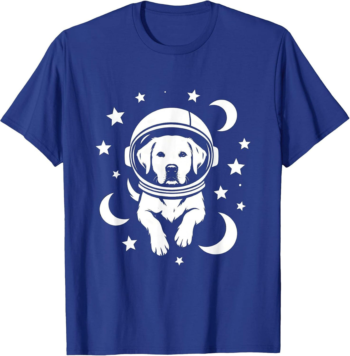 Space Dog Astronaut Helmet Graphic Tee T-Shirt - Royal Blue