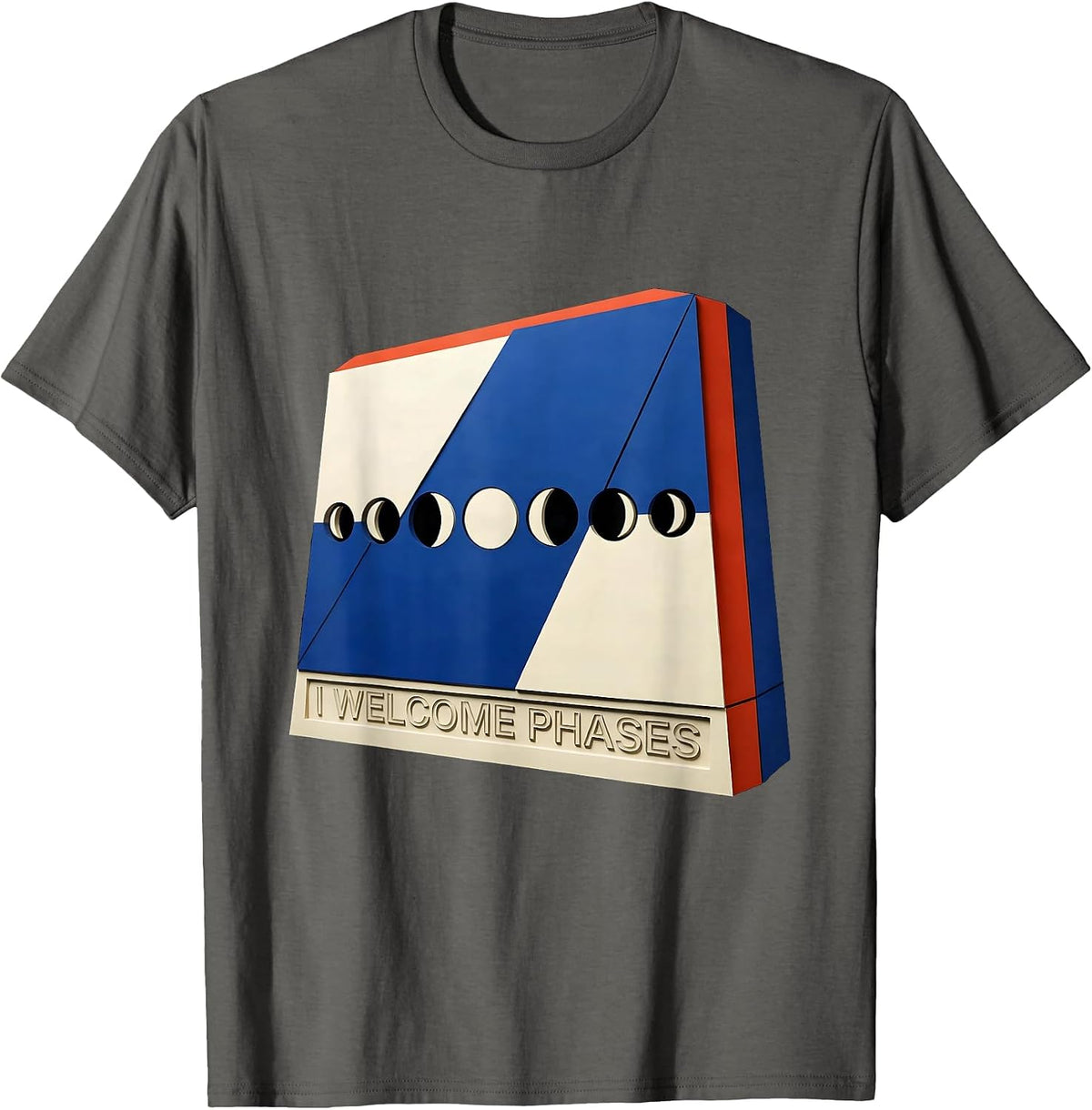 Men's I Welcome Phases Geometric Lunar Cycle Astronomy Astrology T-Shirt - Asphalt Grey