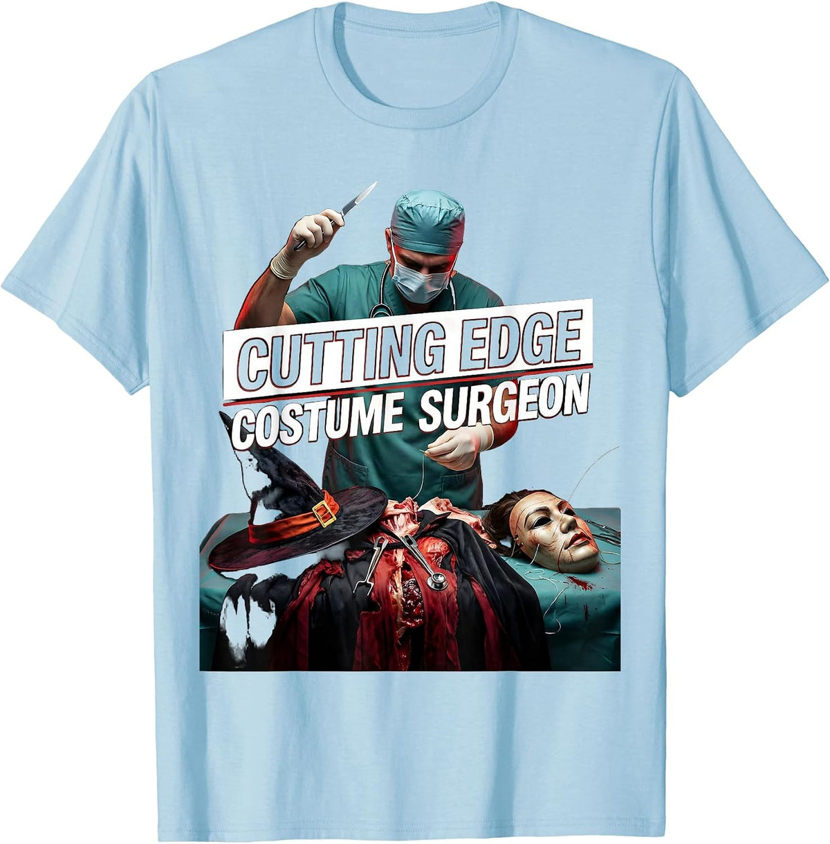 Men's Cutting Edge Costume Surgeon Halloween Design T-Shirt - Baby Blue