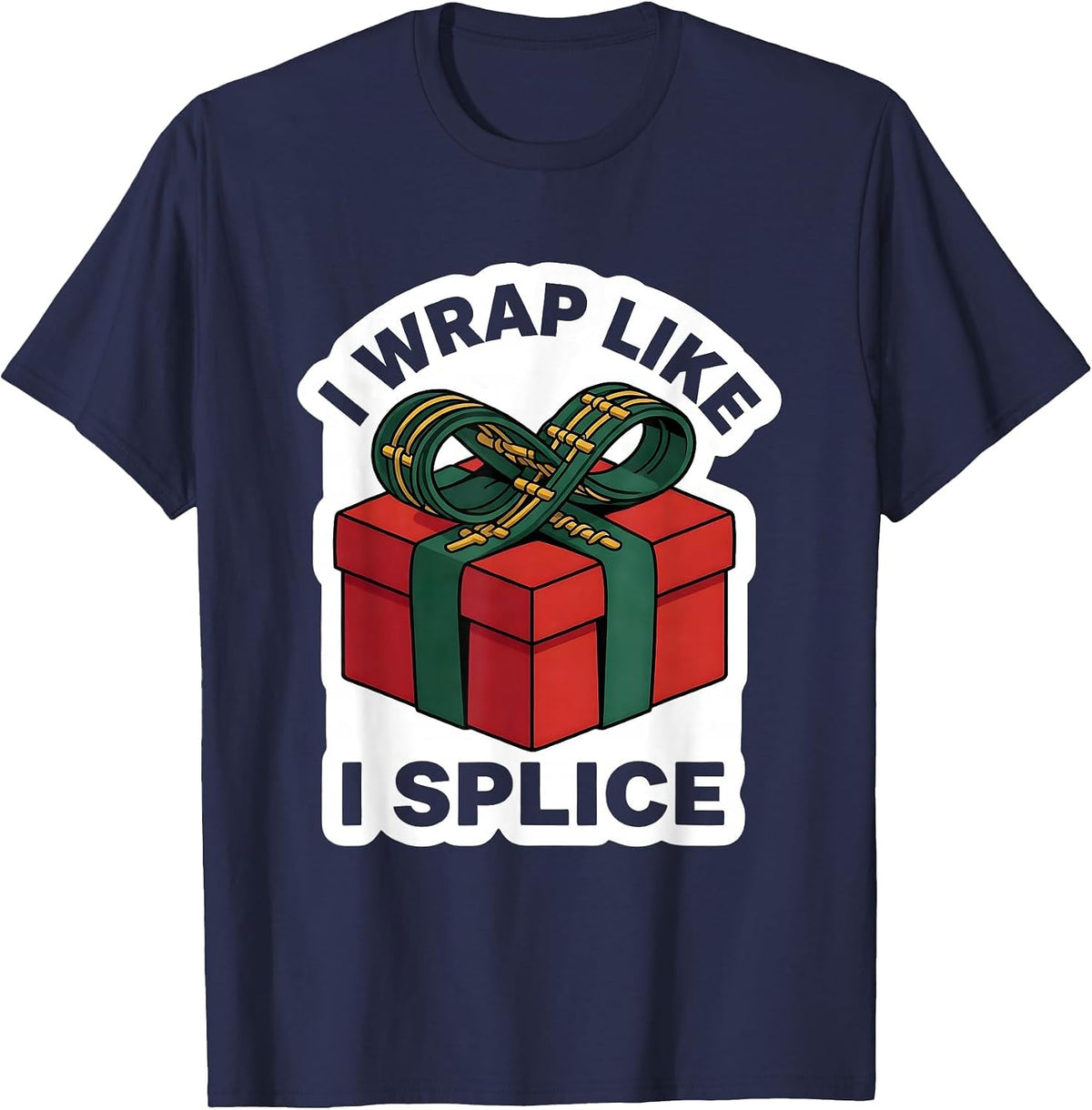 I Wrap Like I Splice Funny Science Teacher Gift DNA Helix T-Shirt - Navy Blue