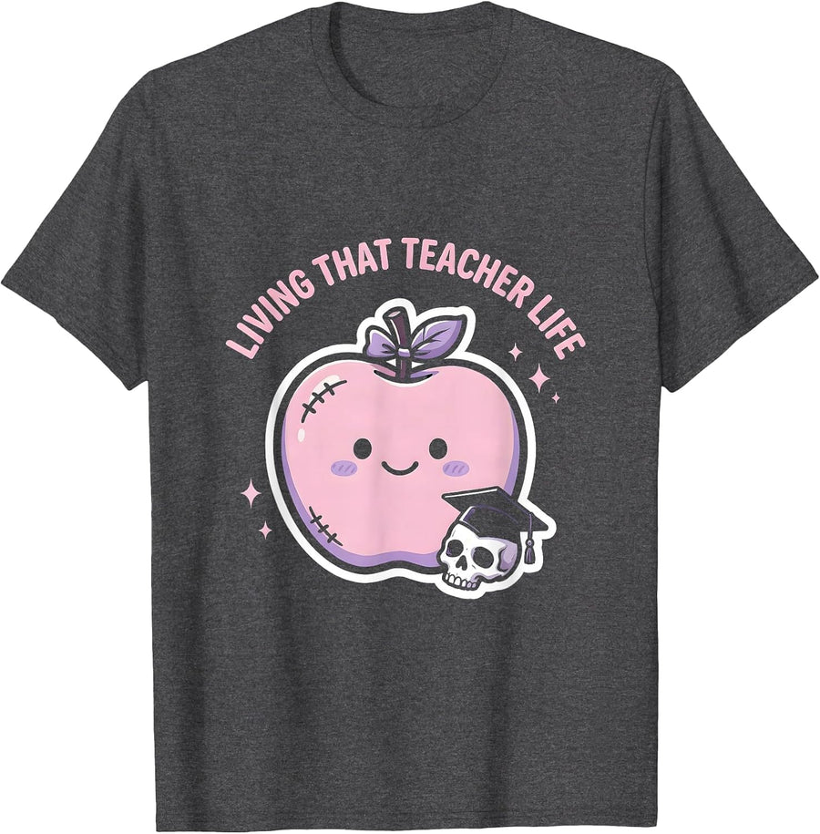 Men's Living That 4th Grade Teacher Life Design T-Shirt - Dark Heather Grey