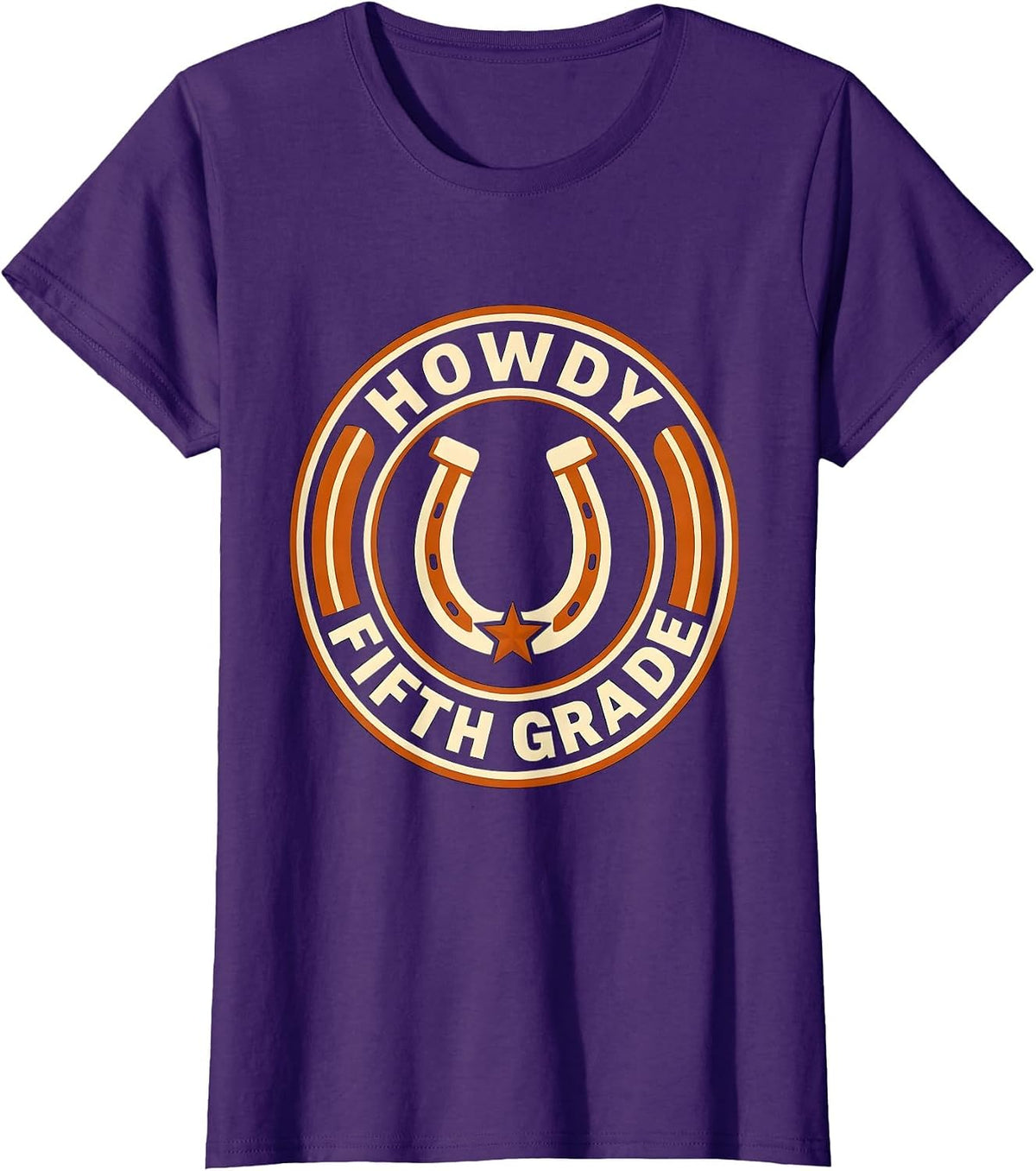 Women's Howdy Fifth Grade Western Cowgirl Teacher Back To School T-Shirt - Purple