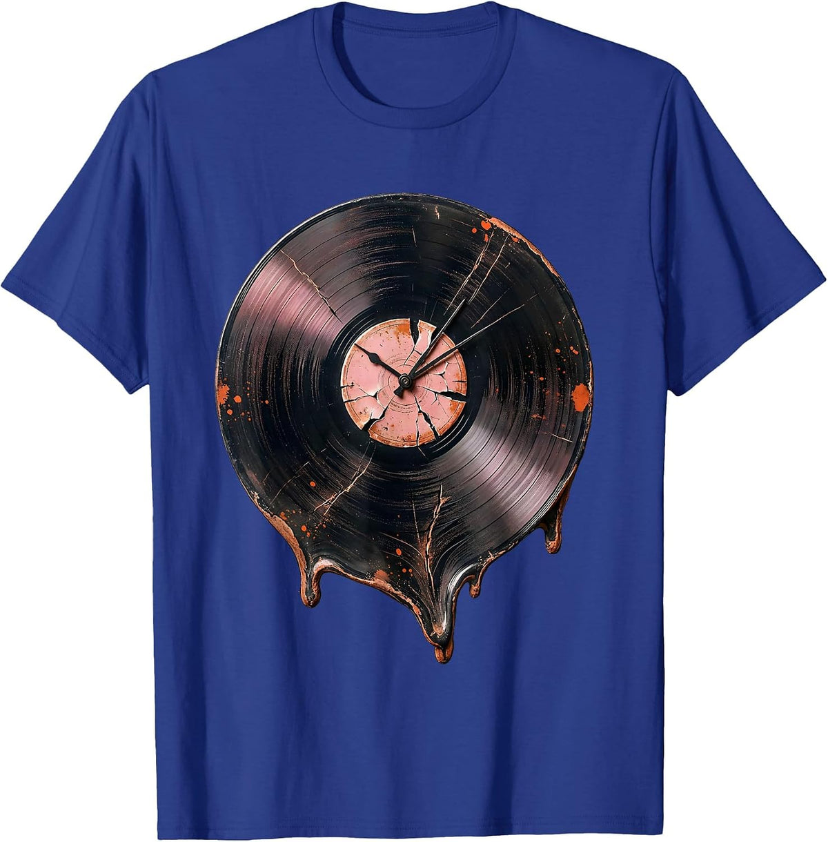 Melting Vinyl Record Surreal Rock Art T-Shirt - Royal Blue