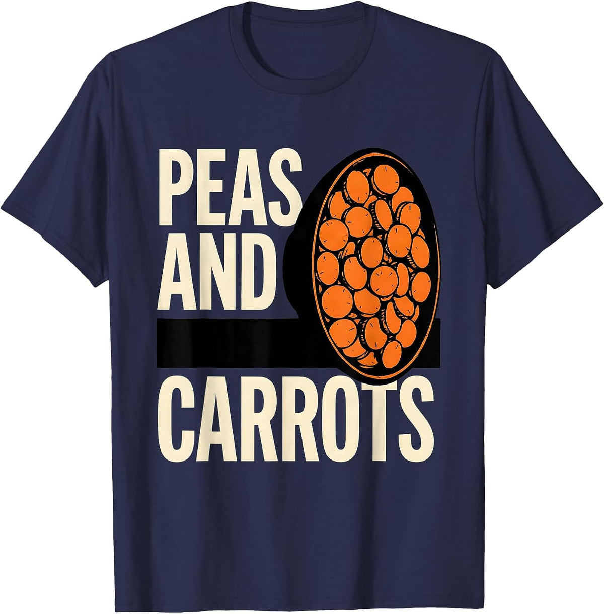 Men's Peas and Carrots Stencil Graphic Bootleg 90's Rap Vintage T-Shirt - Navy Blue