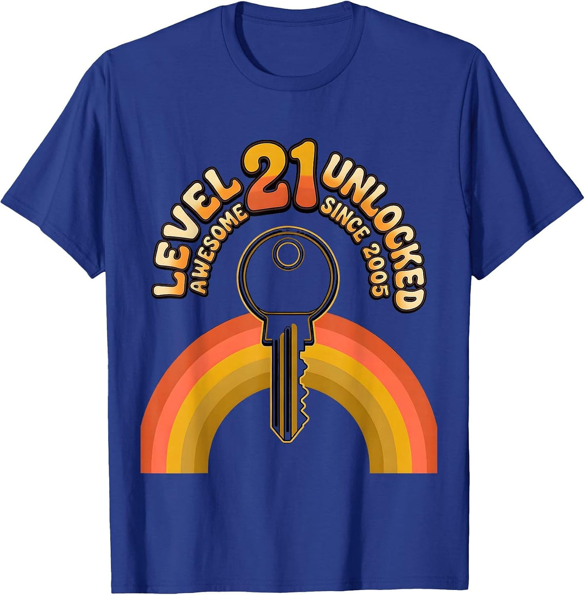 Level 21 Unlocked Awesome Since 2005 Retro Vintage Gamer T-Shirt - Royal Blue