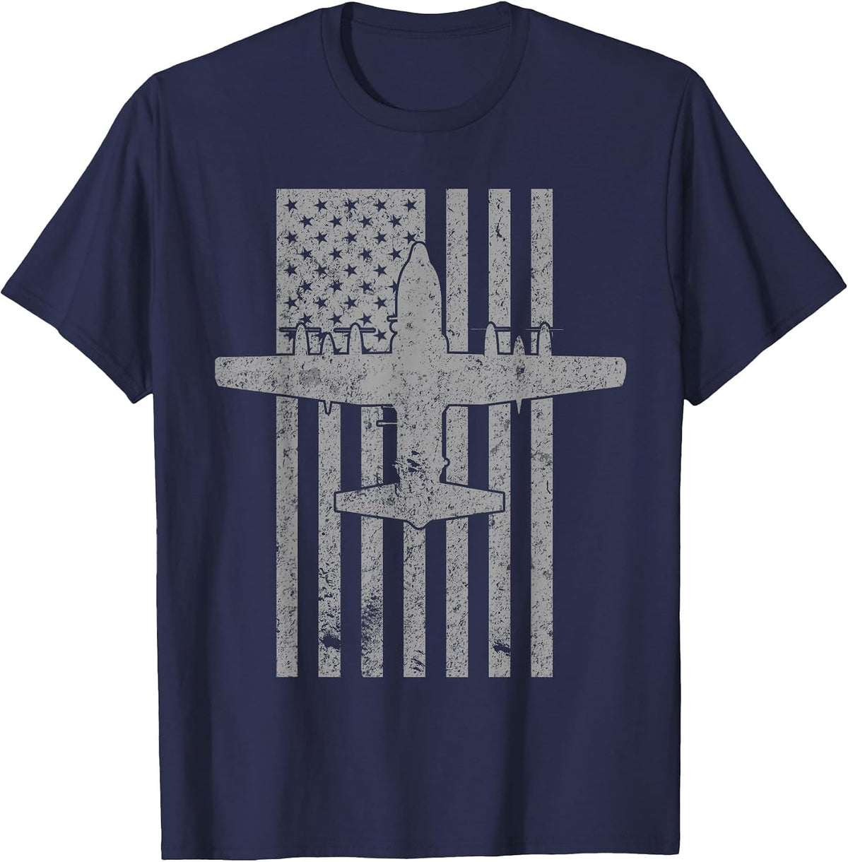 AC-130 Spectre Spooky Gunship Airplane Vintage Flag T-Shirt T-Shirt - Navy Blue