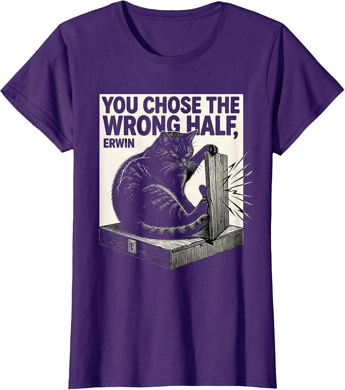 Women's You Chose the Wrong Half Erwin Funny Quantum Physics Science T-Shirt - Purple