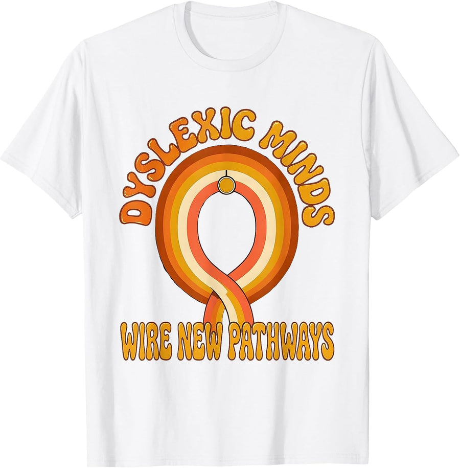 Men's Dyslexic Minds Wire New Pathways Retro Dyslexia Teacher T-Shirt - White