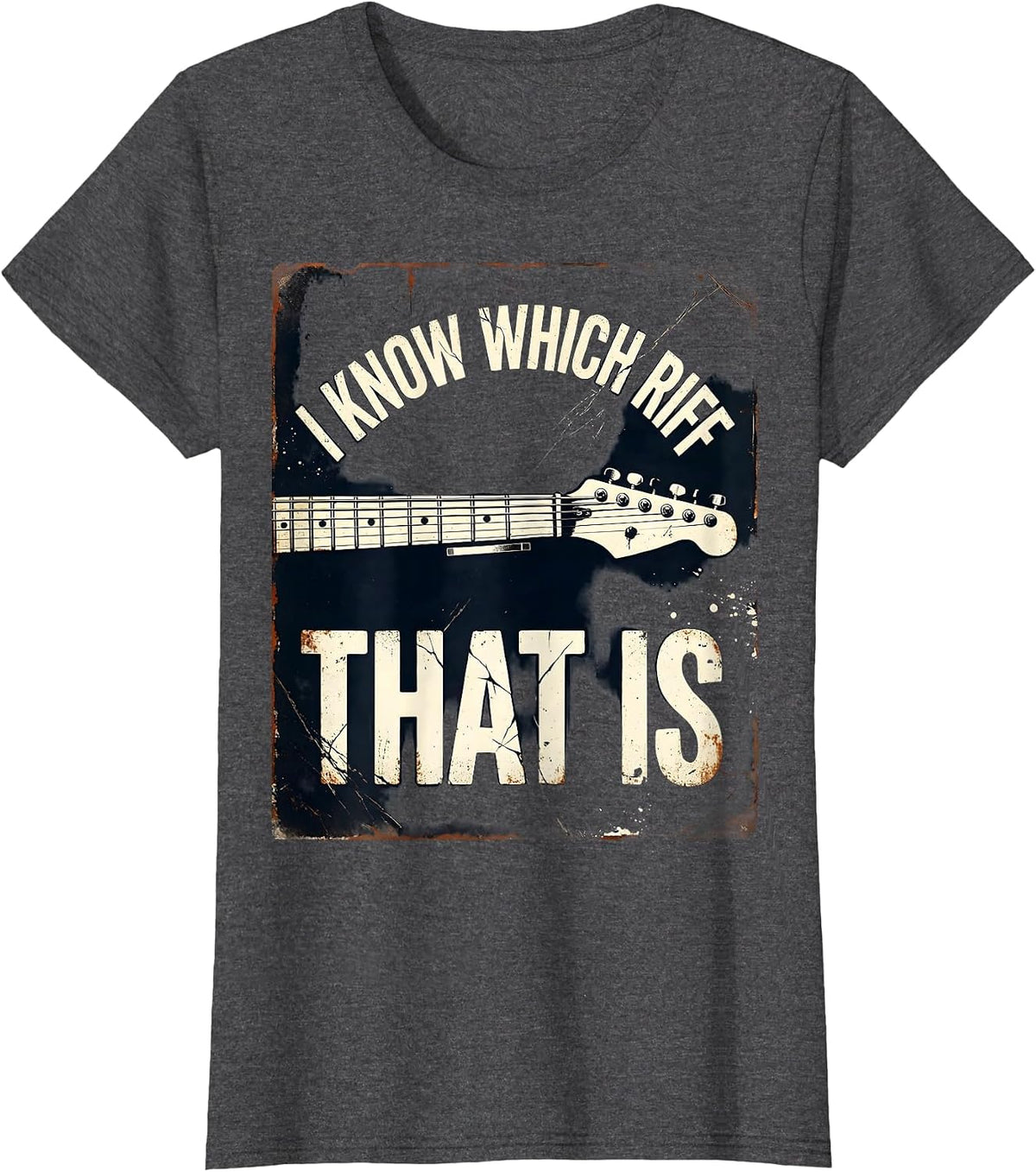 Women's I Know Which Riff That Is Funny Heavy Metal Metalhead Rock T-Shirt - Dark Heather Grey