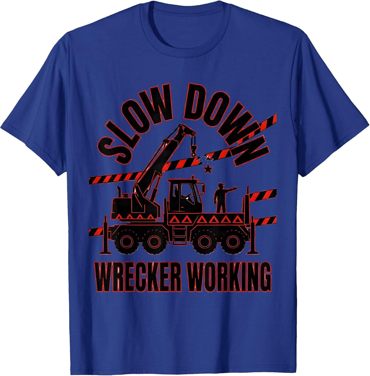 Men's Slow Down Wrecker Working Patriotic Semi Truck Driver T-Shirt - Royal Blue