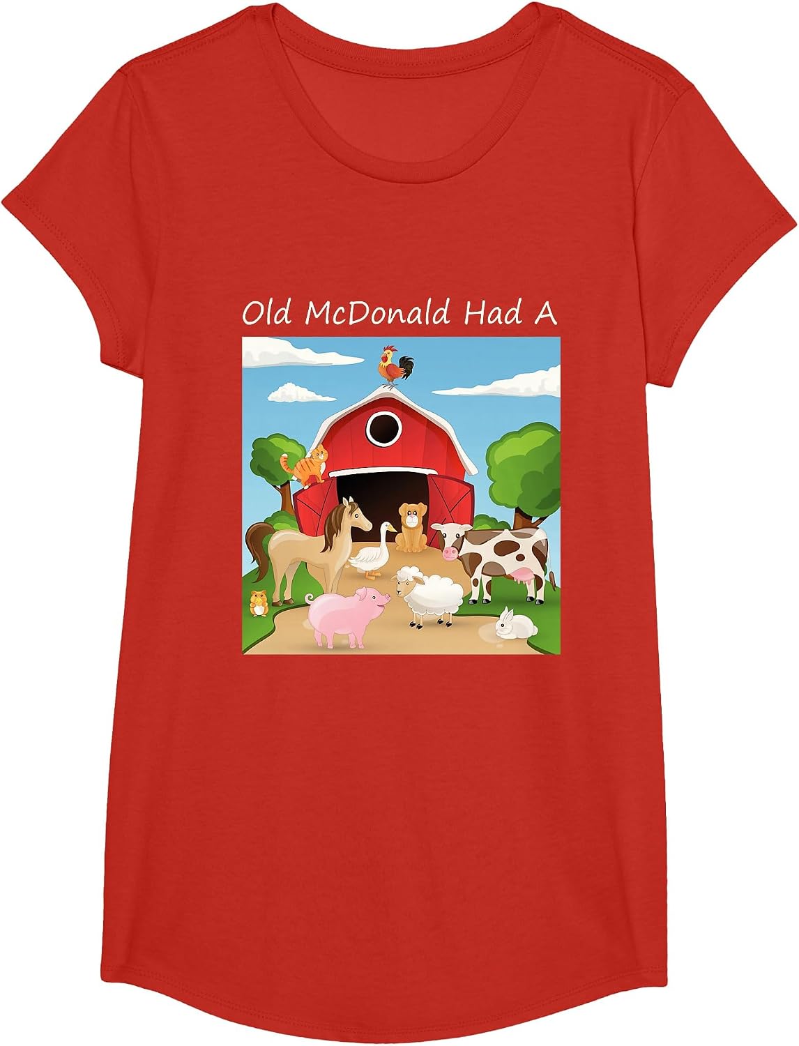 Old McDonald Had A Farm T-Shirt for Farmers Agriculture Tees Farming Shirts for Men Country T Shirts - Girls Red