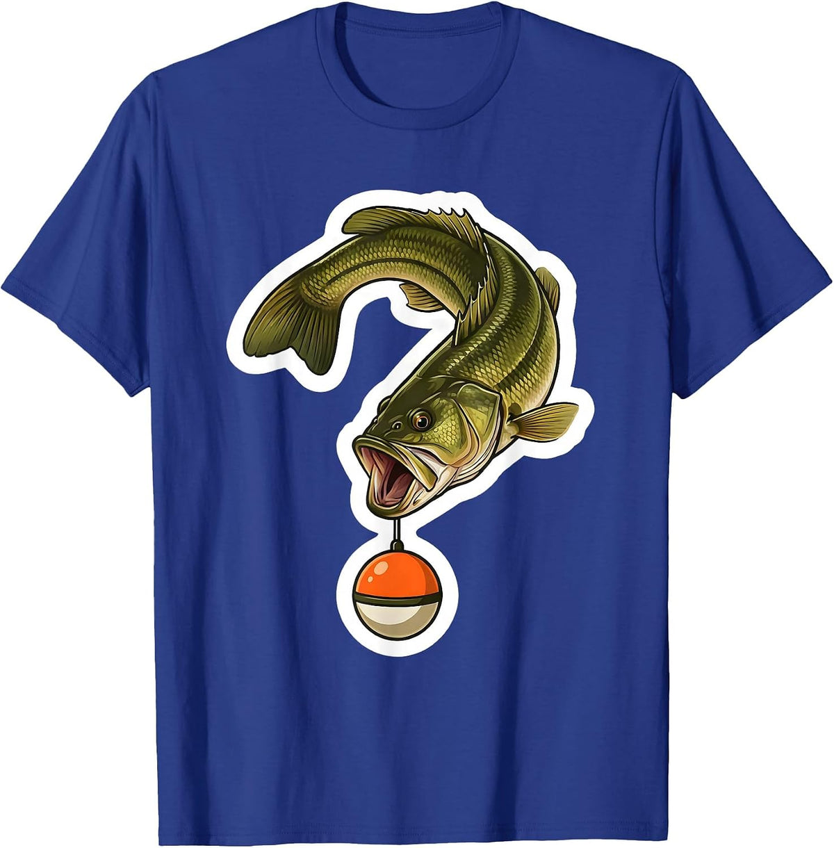 Question Mark Bass Fishing Humor Sticker T-Shirt - Royal Blue