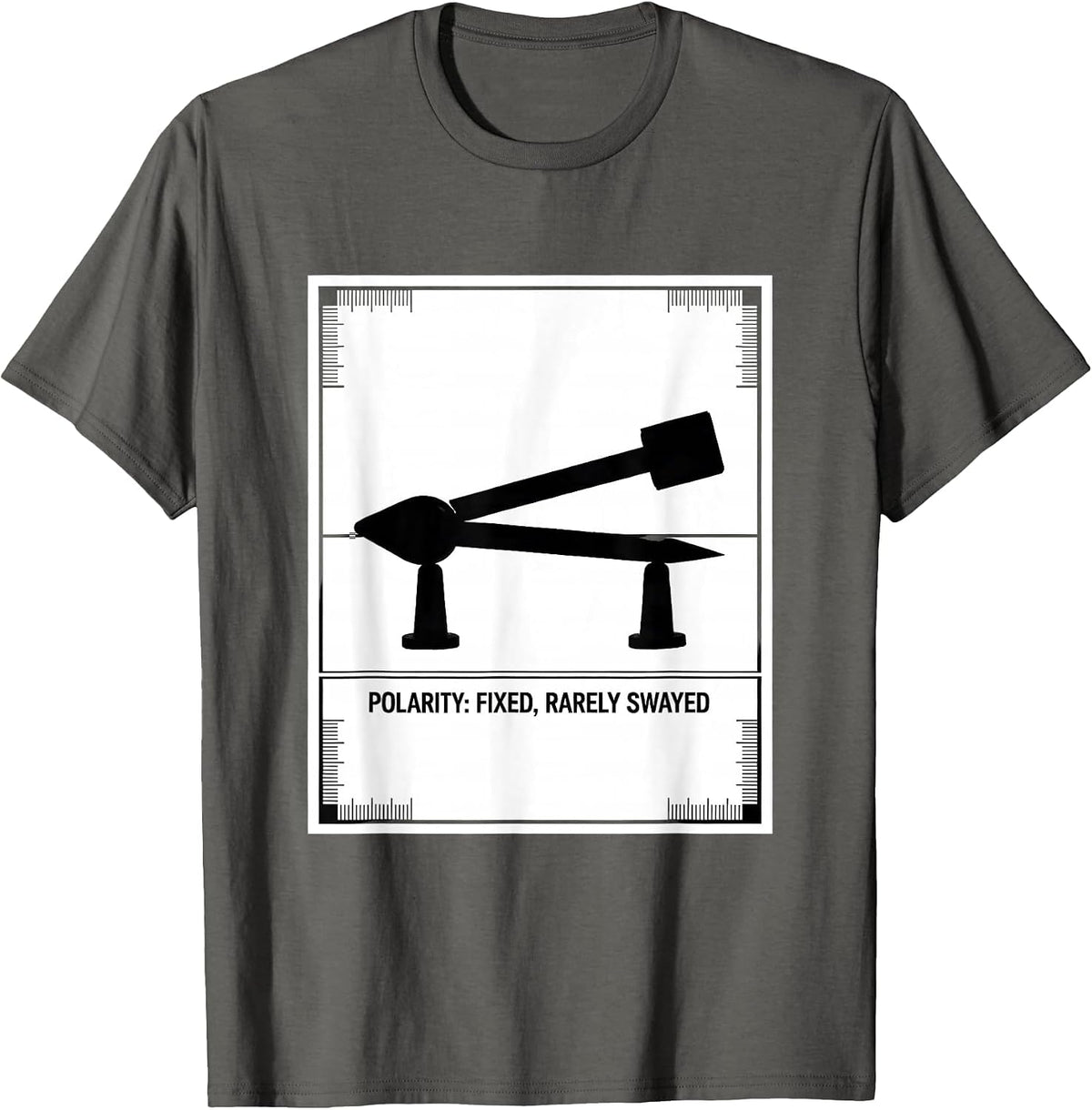 Polarity: Fixed, Rarely Swayed Funny Chemistry Physics T-Shirt - Asphalt Grey