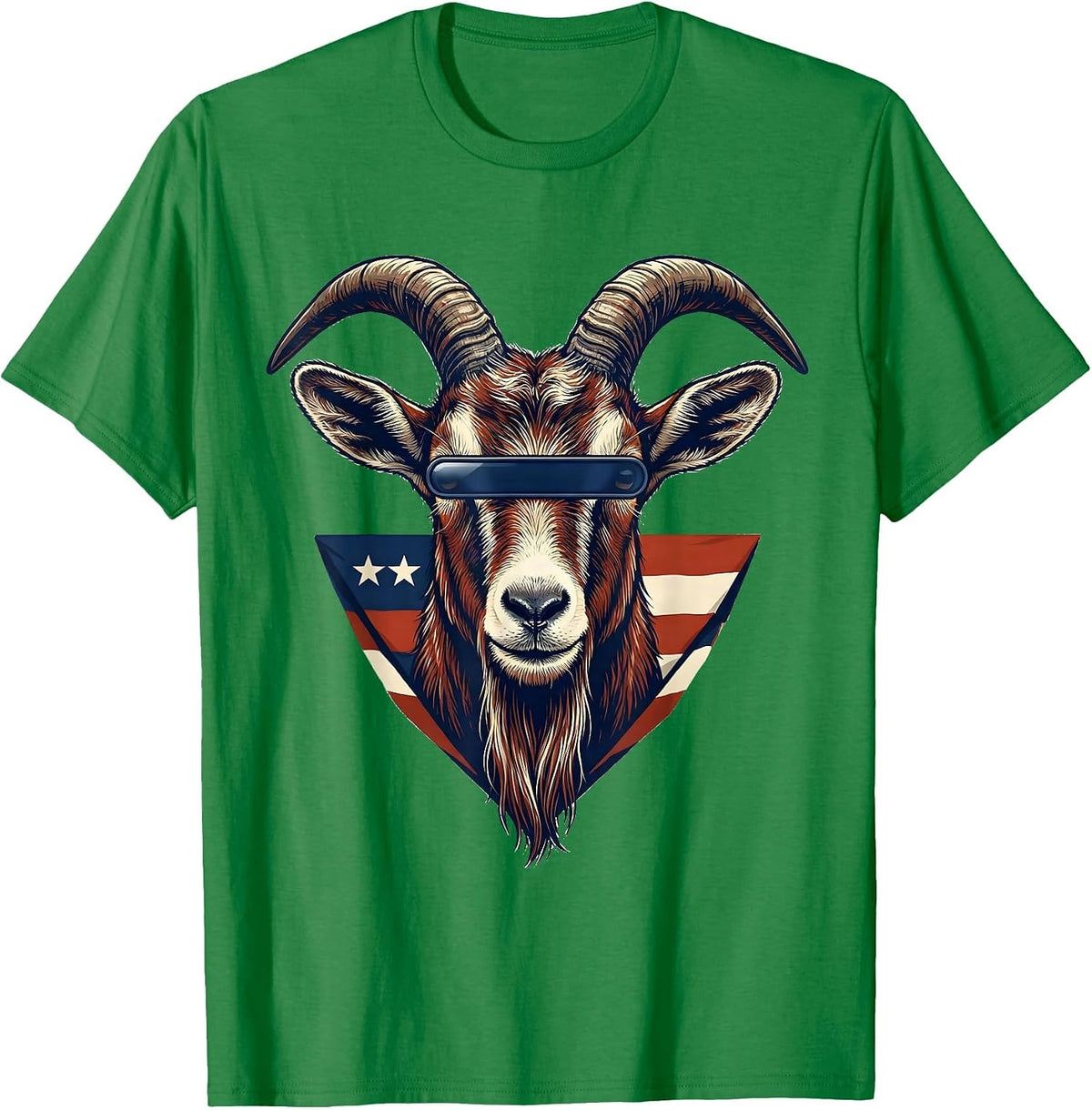 Men's Goat with Sunglasses Patriotic Animal Lover Humor T-Shirt - Kelly Green