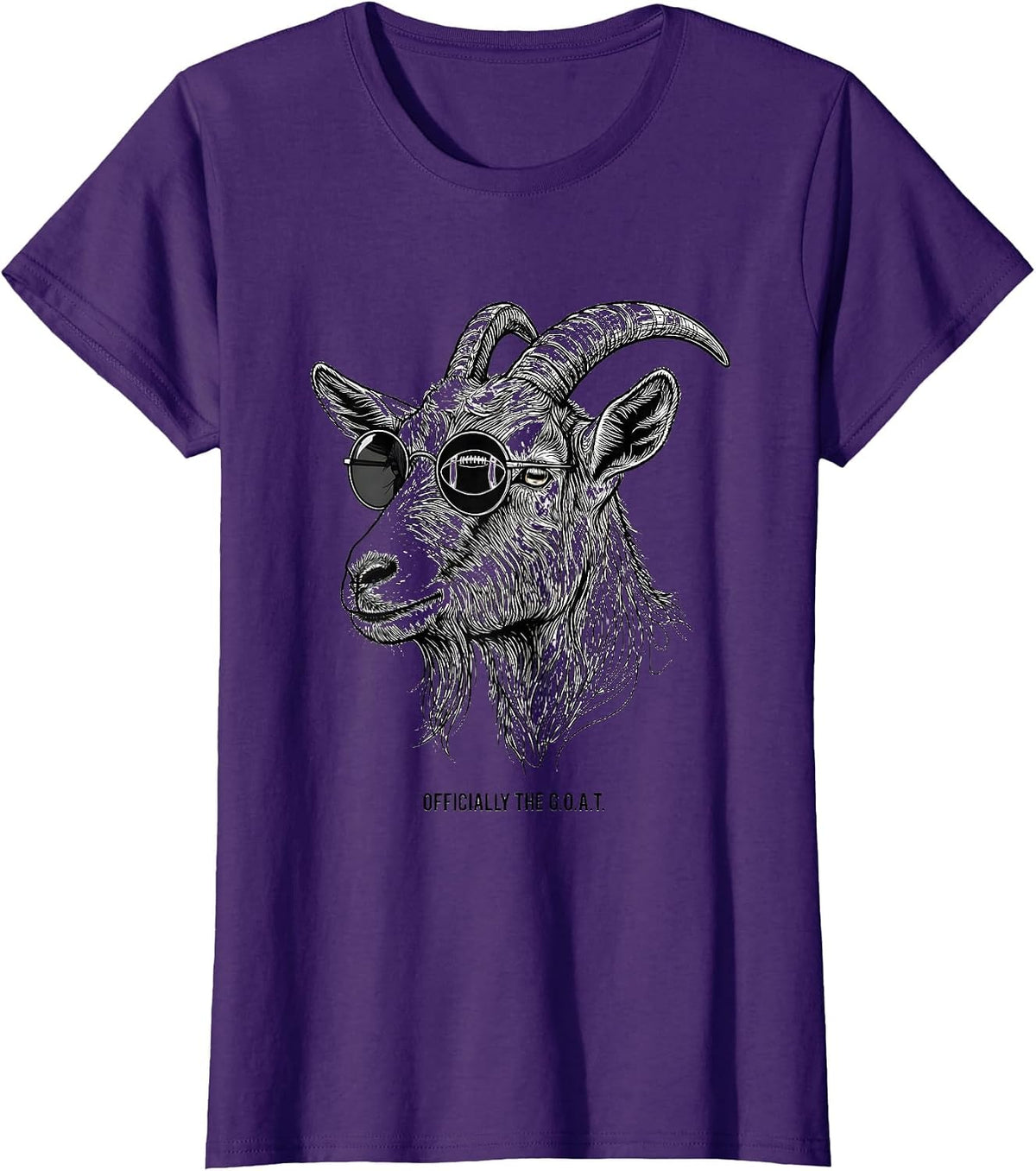 Women's Officially The G.O.A.T. Funny Goat Line Art Sunglasses T-Shirt - Purple